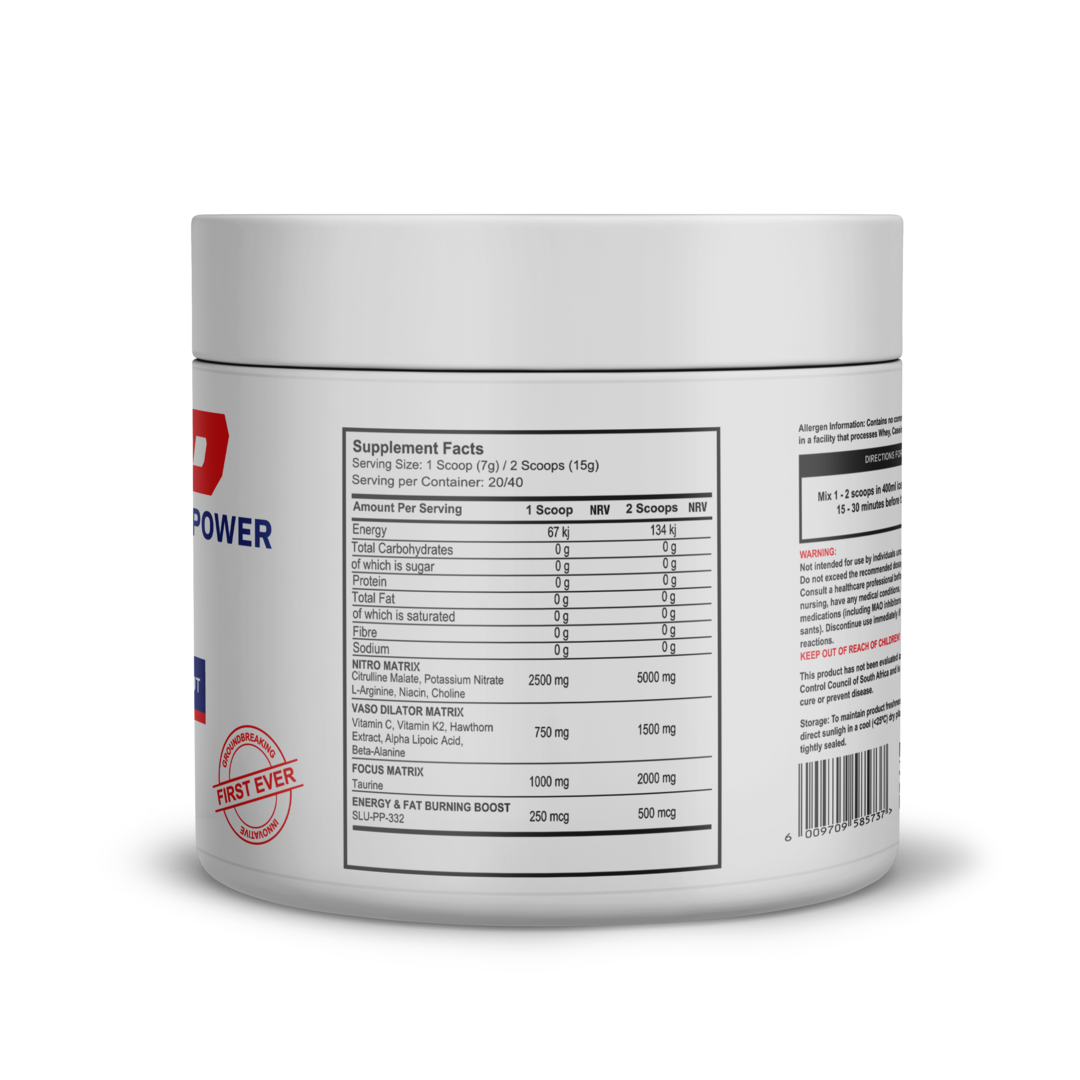 Limitless Performance - SLUPP Power (Non Stim Pre-Workout) Back